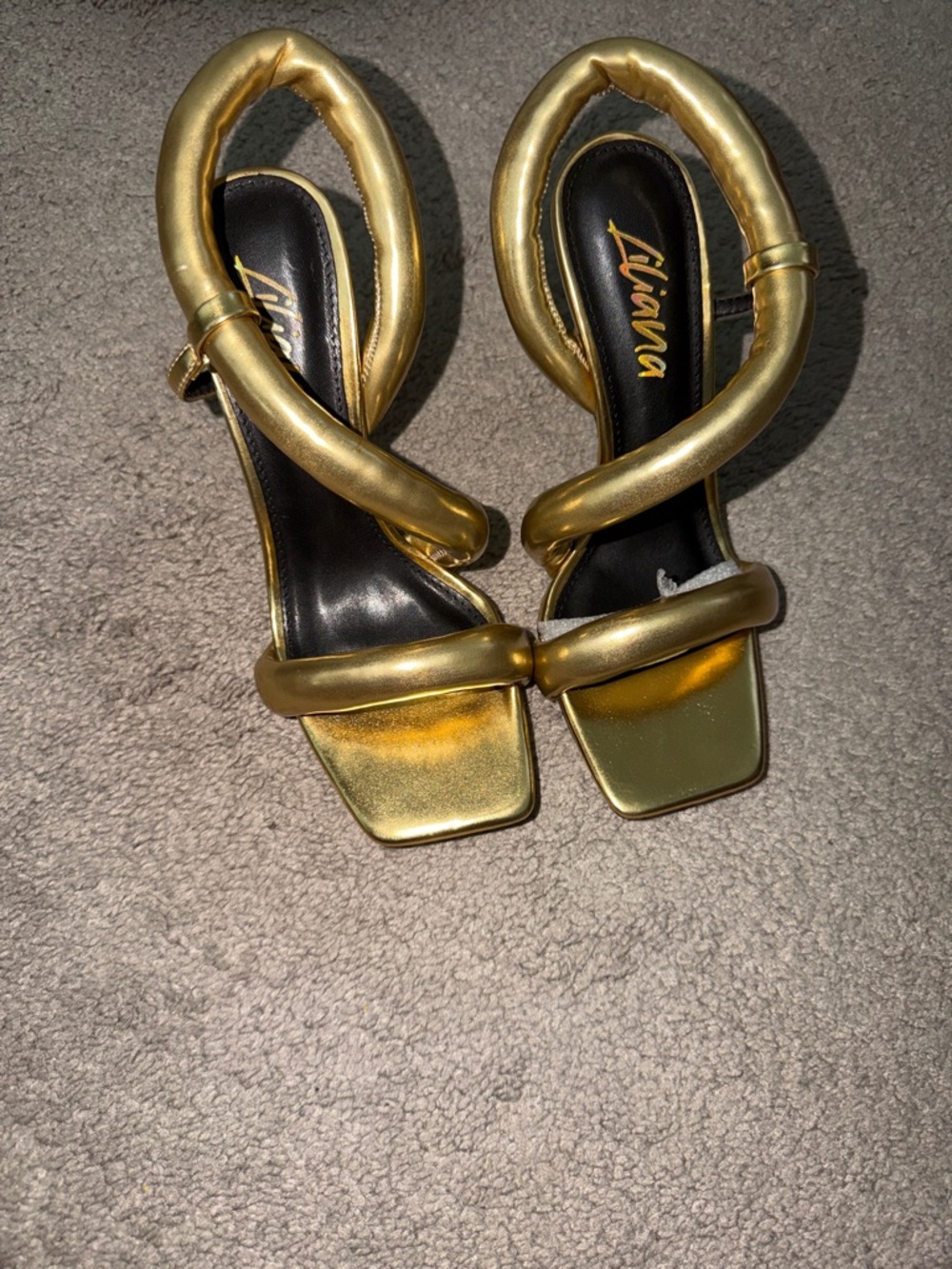 Gold Metallic Strappy Sandals - Women's